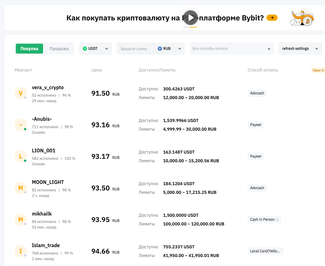 Пополнение ByBit